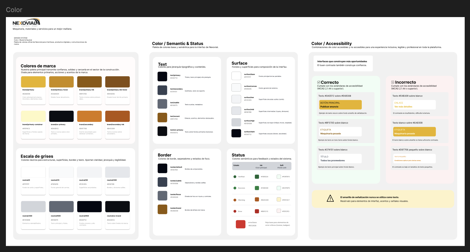 Nexovial sistema de color y accesibilidad