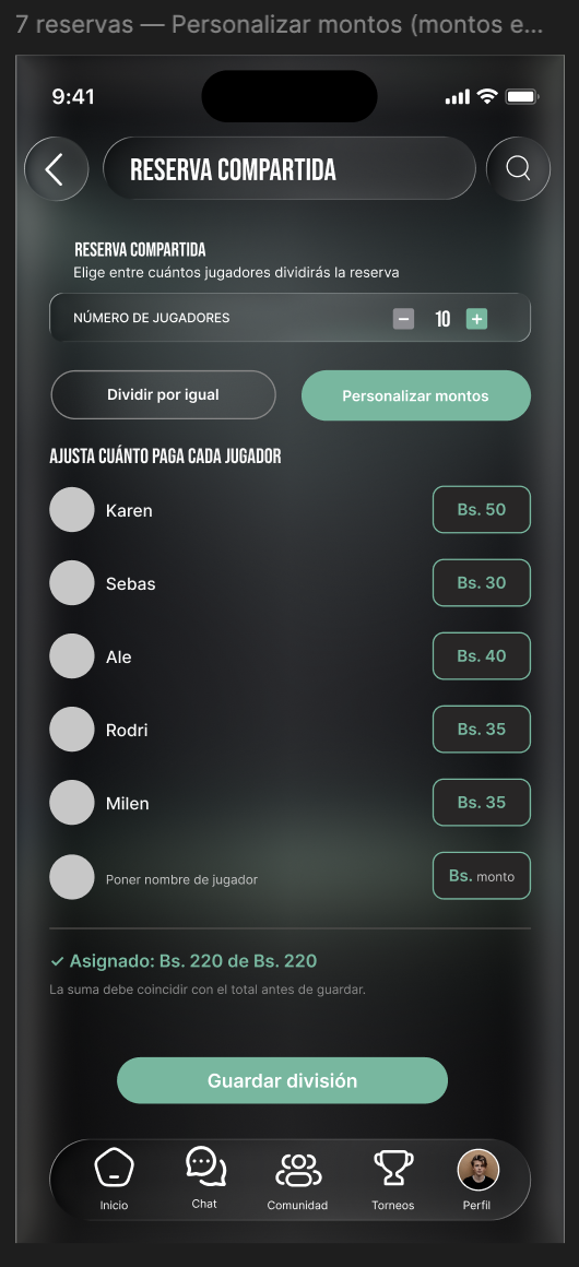 Teamateur split payment customization