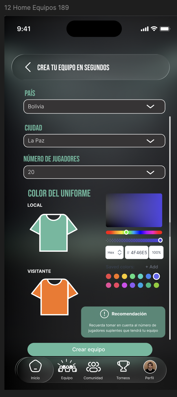 Teamateur team creation